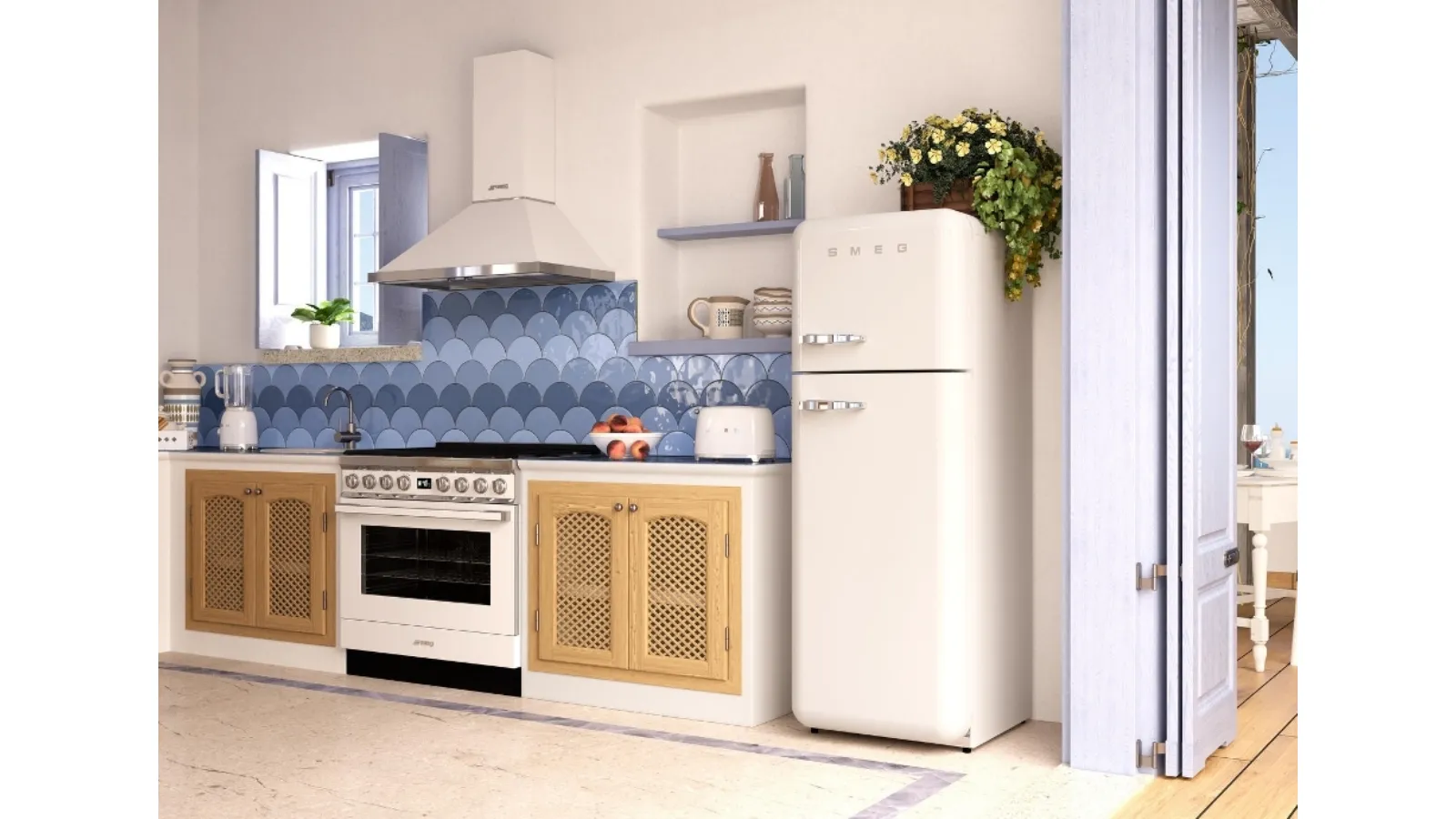 Frigorifero Panna Doppia Porta a libera installazione di Smeg