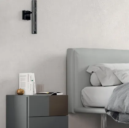Comodino Jean in laccato opaco Grigio daytona con inserto in nobilitato Bronzo spazzolato di Febal Casa