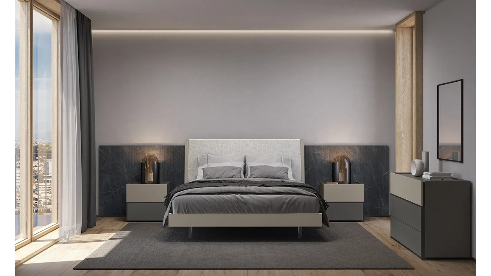 Letto con testiera Lisboa Soft di Febal Casa