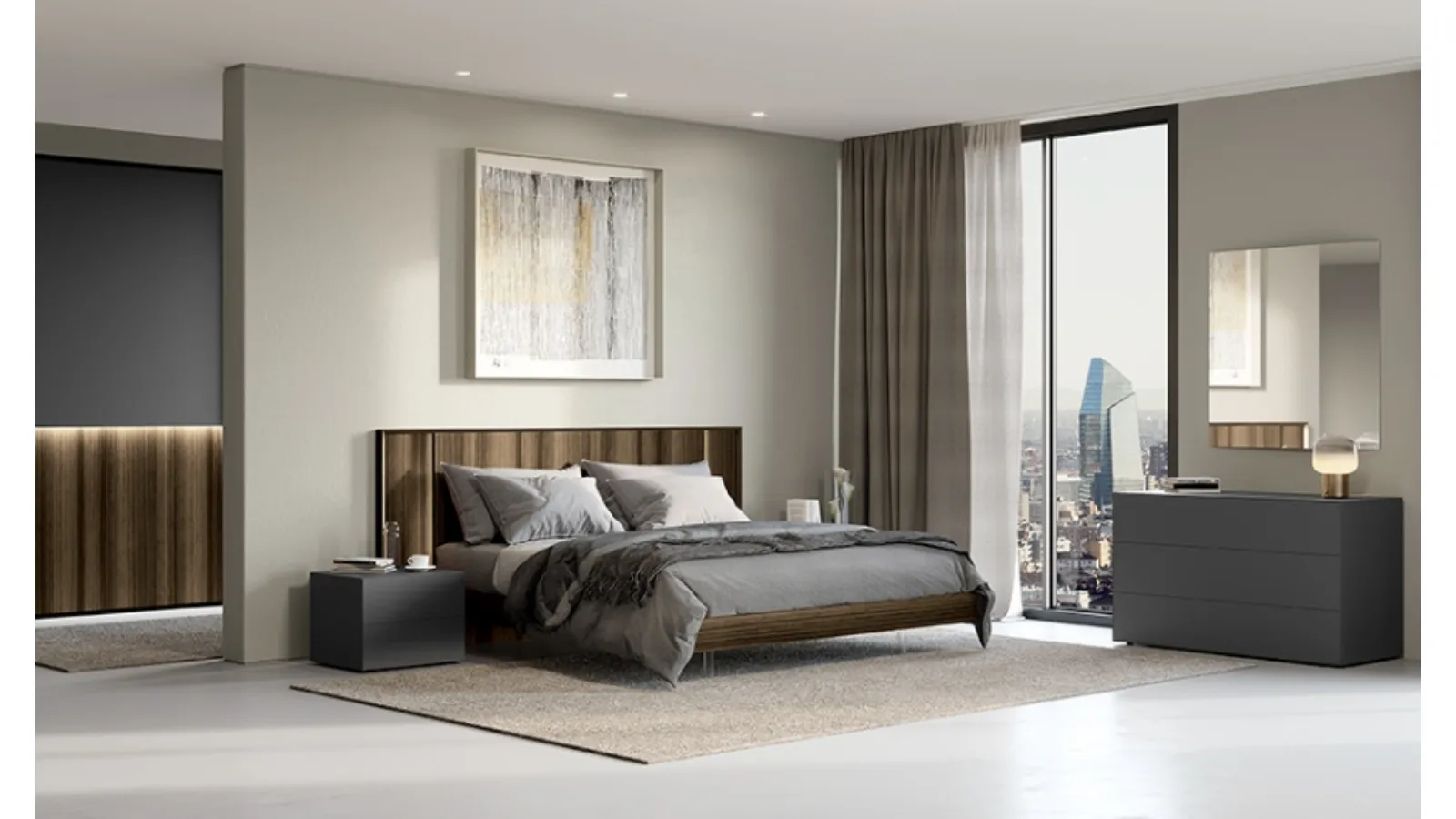 Letto matrimoniale con testiera Nouvelle di Febal Casa