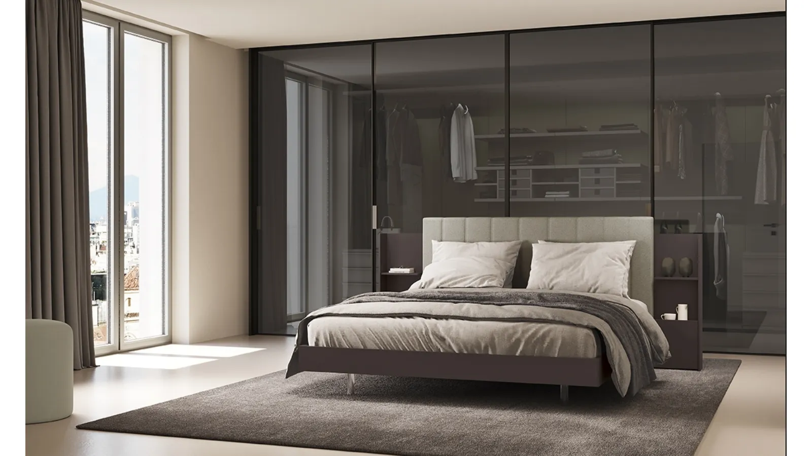 Letto matrimoniale con testiera in tessuto Venice Royal di Febal Casa