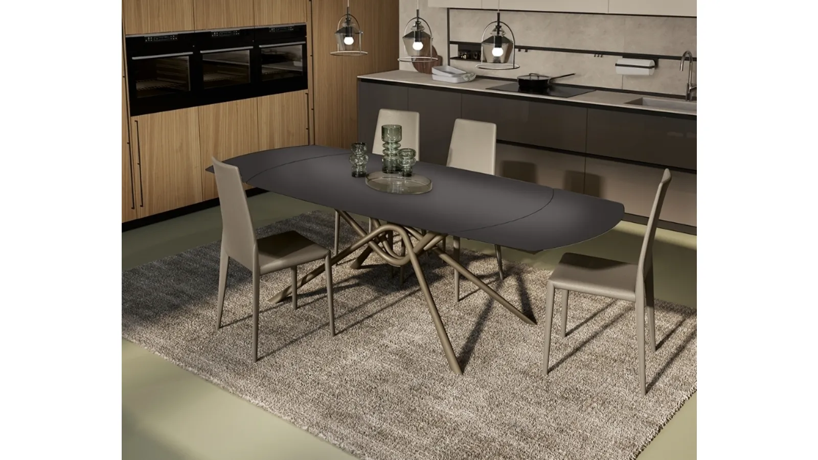 Sedia Elle completamente rivestita in pelle di Febal Casa