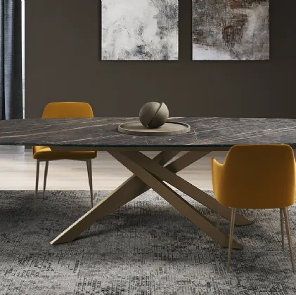 Tavolo Bliss con top in supermarmo (gres porcellanato e vetro) di Febal Casa