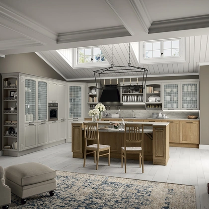 Cucina Classica angolare con isola Gala Composizione 01 in legno di Febal Casa