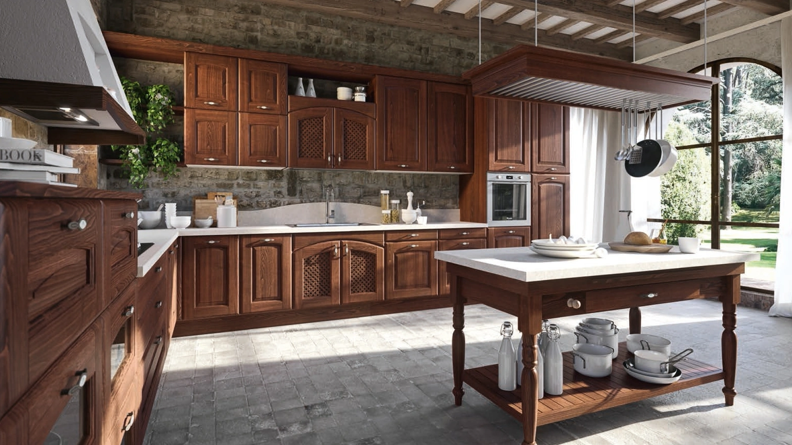 Cucina Classica Trevi angolare Trevi in Castagno tinto Noce di Aran