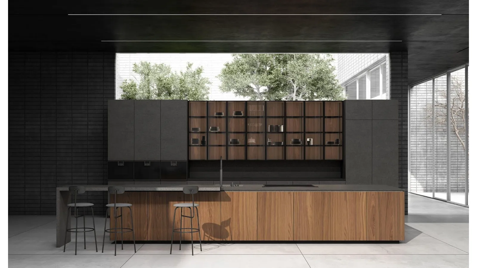 Cucina Design con isola in noce canaletto Kyton Lab4|0 4 di Nova Cucina