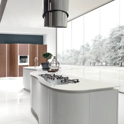 Cucina Design Volare curvilinea in laccato Bianco di Aran