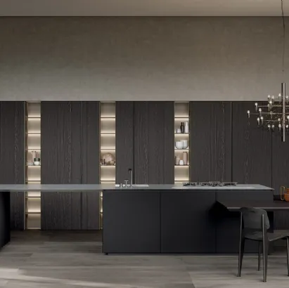 Cucina Design con isola in laccato con top in acciaio inox Y Collection 01 di Zampieri Cucine