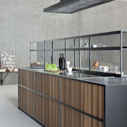Cucina Design lineare in noce con top in pietra XP 04 di Zampieri Cucine