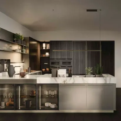 Cucina Moderna Coco Light con penisola in laccato metal di Dibiesse