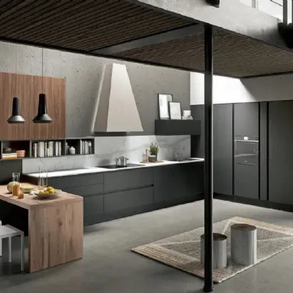 Cucina Erika in Nero opaco e Noce Caracalla di Aran