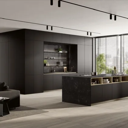 Cucina Moderna con isola Modula Anta Square 01di Febal Casa