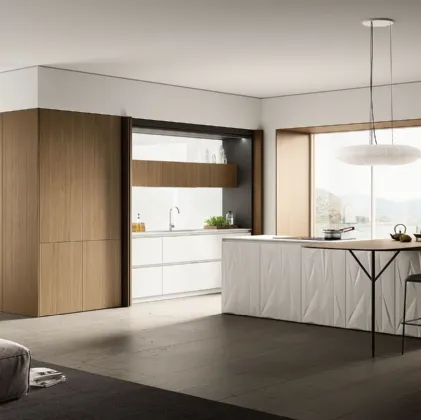 Cucina Moderna con isola Origina 01 04 in legno e laccato Febal Casa