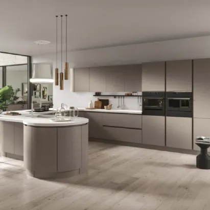 Cucina Moderna con penisola Progetto Sistema Laccato 02 di Ar-Tre