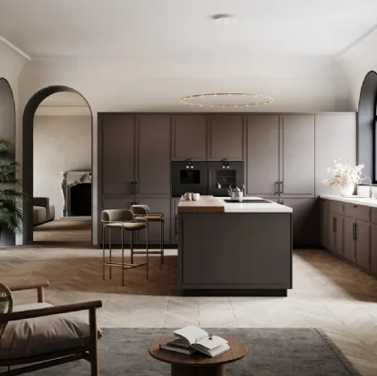 Cucina Moderna con isola Tes in laccato opaco Carruba di Miton