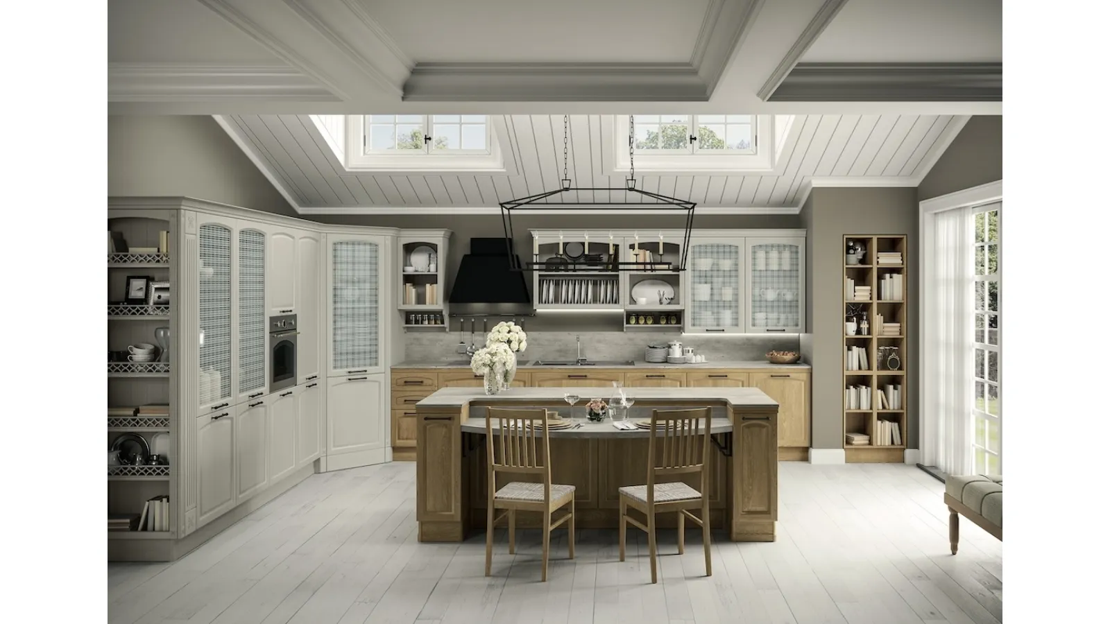 Cucina Shabby Chic angolare con isola Gala 01 di Febal Casa